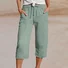 Damen Unifarben Caprihosen Hose Lässig Sommer Hose