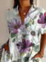 Damen Geblümt Kurzarm Bluse Sommer Print Hemdkragen Täglich Lässig Oberteile