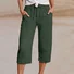 Damen Unifarben Caprihosen Hose Lässig Sommer Hose