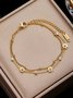 Klein Gänseblümchen Titan Stahl Nicht verblassend Armband Schmuck Blume Süß Doppelschicht Armband ins Persönlichkeit Nische Titan Stahl Armband