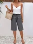 Damen Unifarben Fünfte Hose Elastische Taille Hose Lässig Sommer Hose