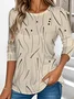 Damen Gestreift Langarm T-Shirts T-Shirt Rundhals Lässig Frühling/Herbst Oberteile