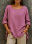Damen Unifarben Langarm T-Shirts T-Shirt Rundhals Lässig Frühling/Herbst Oberteile