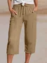 Damen Unifarben Caprihosen Hose Lässig Sommer Hose