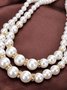 Fashion Nachgemachte Perle Perlen Halskette Temperament Diamant Doppelschicht Perle Pullover Lang Kette Halskette