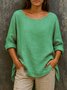 Damen Unifarben Langarm T-Shirts T-Shirt Rundhals Lässig Frühling/Herbst Oberteile