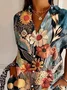 Damen Geblümt Kurzarm Bluse Sommer Print Hemdkragen Täglich Lässig Oberteile