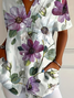 Damen Geblümt Kurzarm Bluse Sommer Print Hemdkragen Täglich Lässig Oberteile