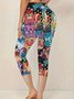 Damen Katze Caprihosen Elastische Taille Hose Lässig Sommer Hose