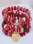 meistverkauft Bohemien Legierung Liebe Pendant mehrschichtig Elastisch Seil Perlen Armband