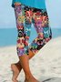Damen Katze Caprihosen Elastische Taille Hose Lässig Sommer Hose