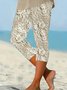 Damen Geblümt Caprihosen Elastische Taille Hose Lässig Sommer Hose