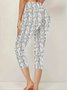 Damen Gestreift Caprihosen Elastische Taille Hose Lässig Sommer Hose