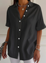 Damen Unifarben Kurzarm Bluse Sommer Print Hemdkragen Täglich Lässig Oberteile