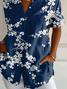 Damen Geblümt Kurzarm Bluse Sommer Print Hemdkragen Täglich Lässig Oberteile