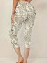 Damen Geblümt Caprihosen Elastische Taille Hose Lässig Sommer Hose