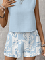Damen Geblümt Print Zweiteiliges Set Täglich Ärmellos Lässig Sommer Mehrteiliges Set Matching Set