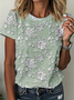 Damen Geblümt Kurzarm T-Shirts T-Shirt Rundhals Print Lässig Sommer T-Shirt mit Grafik Oberteile