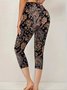 Damen Geblümt Caprihosen Elastische Taille Hose Lässig Sommer Hose