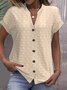 Damen Polka Dots Kurzarm T-Shirts T-Shirt V-Ausschnitt Jacquard Lässig Sommer Oberteile