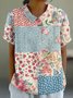 Damen Geometrisch Kurzarm T-Shirts T-Shirt Stehkragen Print Lässig Sommer Oberteile