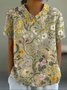 Damen Geometrisch Kurzarm T-Shirts T-Shirt Stehkragen Print Lässig Sommer Oberteile