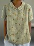 Damen Geometrisch Kurzarm T-Shirts T-Shirt Stehkragen Print Lässig Sommer Oberteile