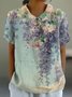 Damen Geometrisch Kurzarm T-Shirts T-Shirt Stehkragen Print Lässig Sommer Oberteile
