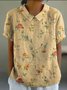 Damen Geometrisch Kurzarm T-Shirts T-Shirt Stehkragen Print Lässig Sommer Oberteile