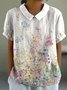 Damen Geometrisch Kurzarm T-Shirts T-Shirt Stehkragen Print Lässig Sommer Oberteile