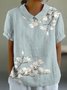 Damen Geometrisch Kurzarm T-Shirts T-Shirt Stehkragen Print Lässig Sommer Oberteile