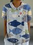 Damen Geometrisch Kurzarm T-Shirts T-Shirt Stehkragen Print Lässig Sommer Oberteile