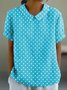 Damen Geometrisch Kurzarm T-Shirts T-Shirt Stehkragen Print Lässig Sommer Oberteile