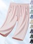 Damen Unifarben Caprihosen Gerade Hosen Lässig Sommer Shorts