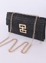 Urlaub Stil multi-Abteil Metallkette Flip Abdeckung Drehverschluss Stroh Tasche Umhängetasche Kette sperren Damen Tasche