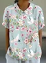 Damen Geometrisch Kurzarm T-Shirts T-Shirt Stehkragen Print Lässig Sommer Oberteile