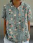 Damen Geometrisch Kurzarm T-Shirts T-Shirt Stehkragen Print Lässig Sommer Oberteile