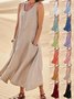 Damen Unifarben Ärmellos Sommer Nahtverarbeitung Kleid Rundhals Täglich Lässig Maxikleid Passen & Flare Kleid A-Linien-Kleid