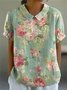 Damen Geometrisch Kurzarm T-Shirts T-Shirt Stehkragen Print Lässig Sommer Oberteile