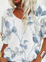 Damen Geblümt Kurzarm T-Shirts T-Shirt V-Ausschnitt Print Lässig Sommer T-Shirt mit Grafik Oberteile