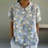 Damen Geometrisch Kurzarm T-Shirts T-Shirt Stehkragen Print Lässig Sommer Oberteile