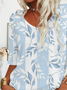 Damen Geblümt Kurzarm T-Shirts T-Shirt V-Ausschnitt Print Lässig Sommer T-Shirt mit Grafik Oberteile