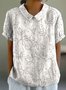Damen Geometrisch Kurzarm T-Shirts T-Shirt Stehkragen Print Lässig Sommer Oberteile