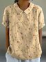 Damen Geometrisch Kurzarm T-Shirts T-Shirt Stehkragen Print Lässig Sommer Oberteile
