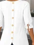 Damen Unifarben Halbarm Bluse Sommer Rundhals Täglich Retro Oberteile