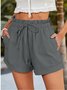 Damen Unifarben Shorts Gerade Hosen Lässig Sommer Shorts