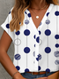 Damen Polka Dots Kurzarm Bluse Sommer Print V-Ausschnitt Täglich Lässig Oberteile