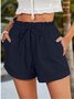 Damen Unifarben Shorts Gerade Hosen Lässig Sommer Shorts