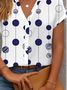 Damen Polka Dots Kurzarm Bluse Sommer Print V-Ausschnitt Täglich Lässig Oberteile