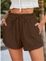 Damen Unifarben Shorts Gerade Hosen Lässig Sommer Shorts